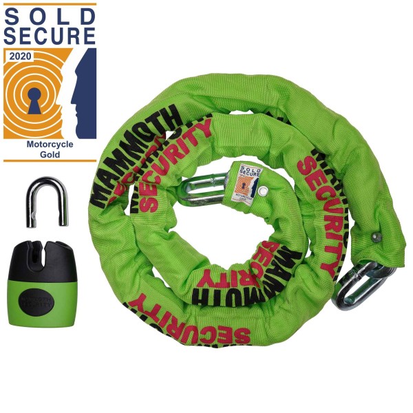 mammoth security Mammoth Sold Secure Gold Approved 12mm x 1.8m Square Chain With Shackle Lock
